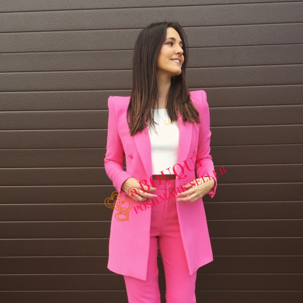 BLOGGER FAV ZARA DOUBLE BREASTED FROCK PINK BLAZER - Picture 6 of 15